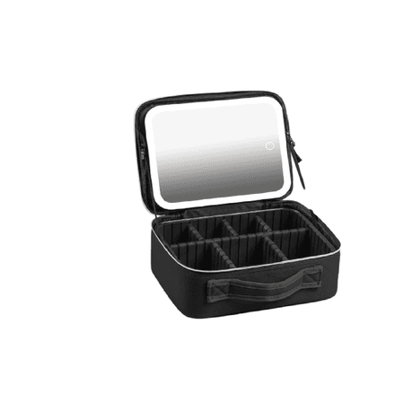 Travel Makeup Bag With LED Mirror, Cosmetic Train Case