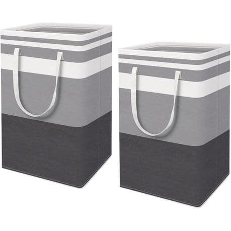 2 Pack 75L Large Waterproof Laundry Basket - Gradient Grey