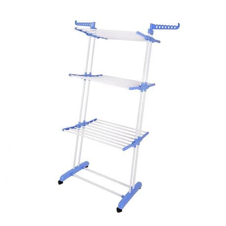 3-Layer Foldable Clothes Hanger With 4 Rolling Wheels