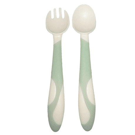 Baby Fork And Spoon Set With Carry Case - Green
