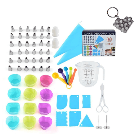 63 Piece Cake Decorator Tools and a Handmade Key Ring variant image 1