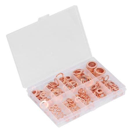 9 Sizes Copper Metric Sealing Flat Washer Assortment Kit 200 Piece variant image 1