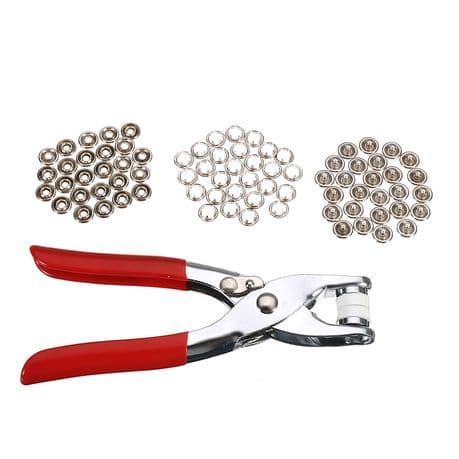 RC-6 Set of 100 Ring Press Studs and Snap Popper Fasteners with Prong Plier variant image 1