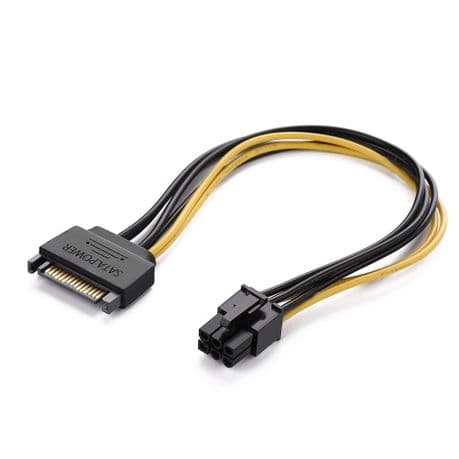 SATA Power Cable Adapter 15-pin to 6-pin Copper Cord variant image 1